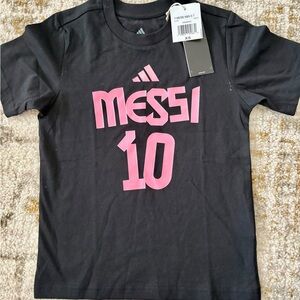 Adidas Black Tee with Pink Logo